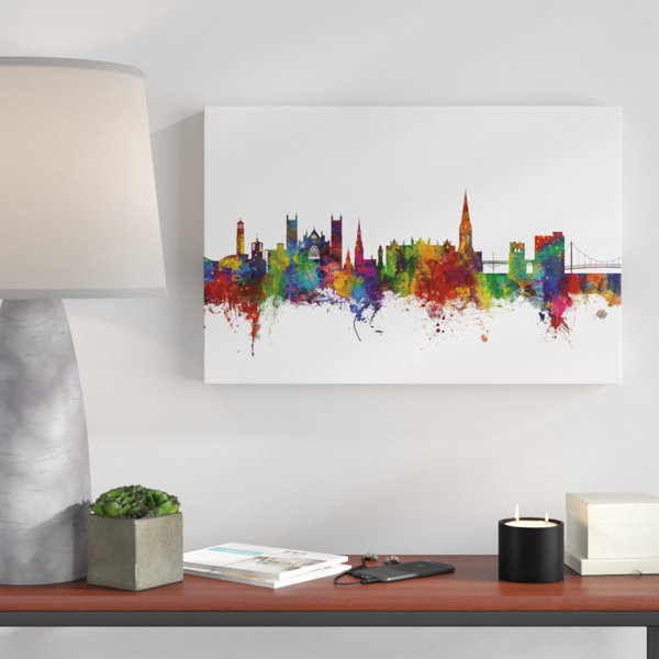 Wrought Studio 'Exeter England Skyline II' Graphic Art Print on Canvas